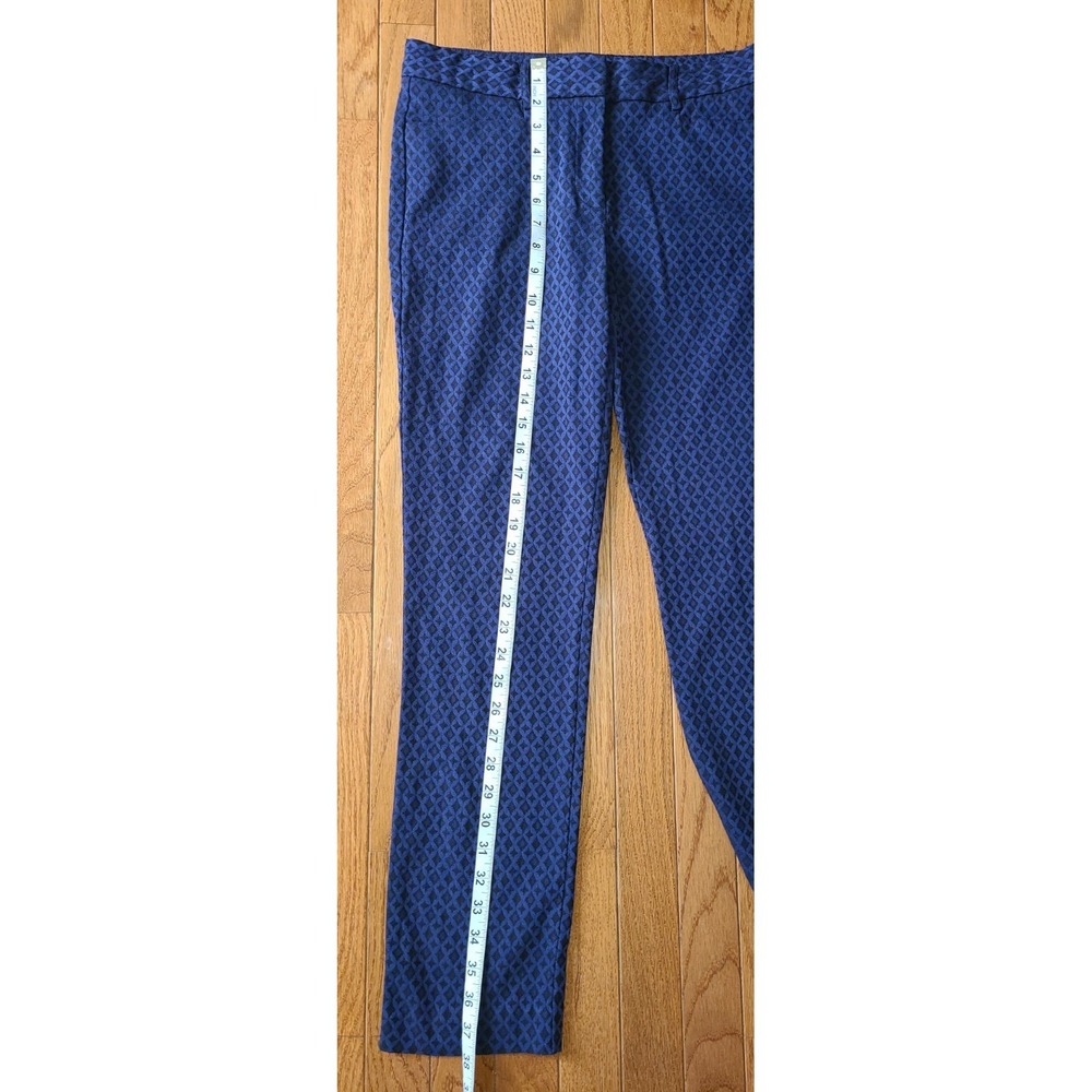 Mario Serrani Blue & Black Diamond Pattern Dress Pants Sz 6 Work Wear Chic ITALY